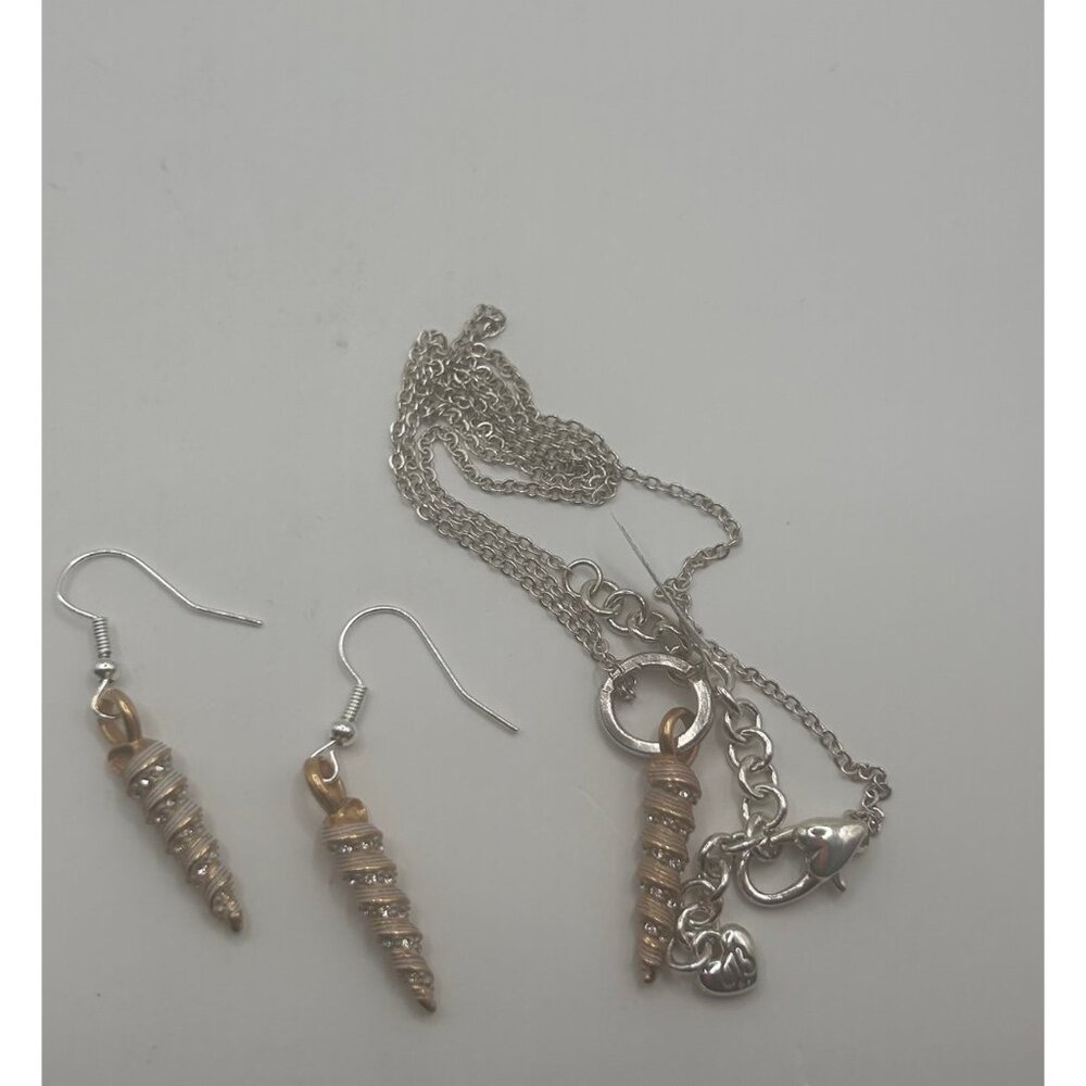 Brighton Shell Shells custom necklace and earrings set NWOT gold silver
